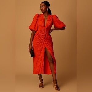 ASOS EDITION textured drape front midi dress with open back size 4